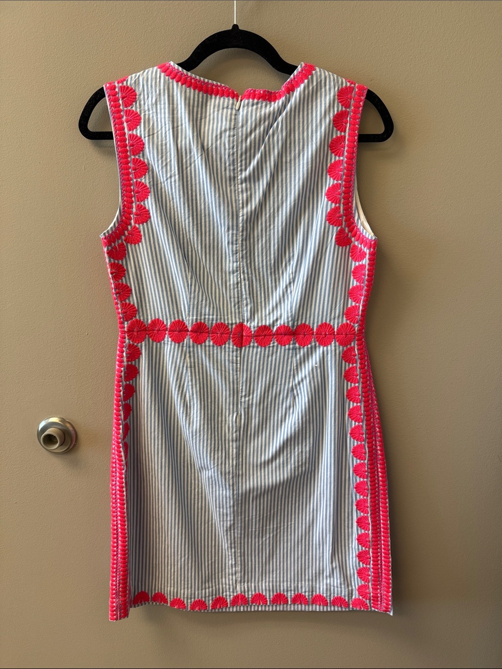 Sleeveless Striped Shift Dress with Pink Trim - Size 2 - Picture 5 of 10